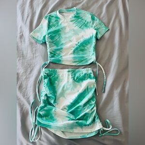Two piece crop top and skirt set by Shein.